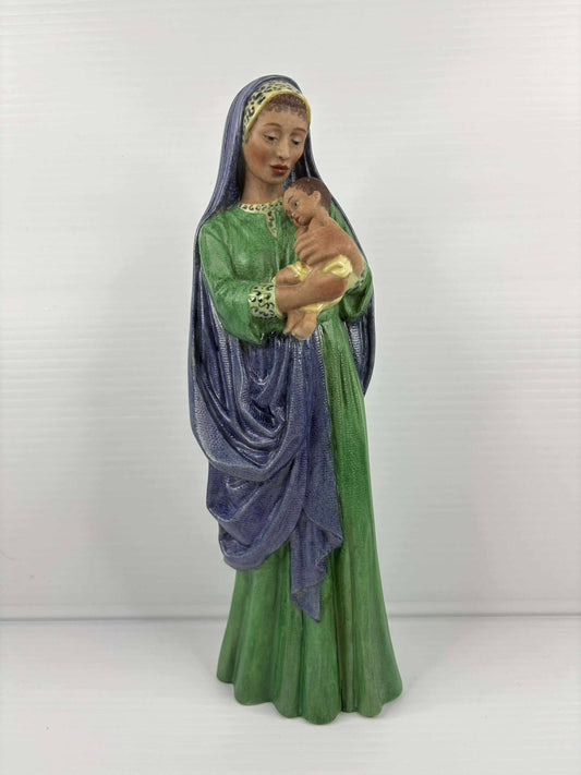 Handmade Black Porcelain Madonna & Child Statue