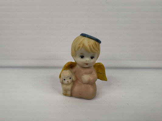 Handmade Porcelain Angel Figurine with Lamb