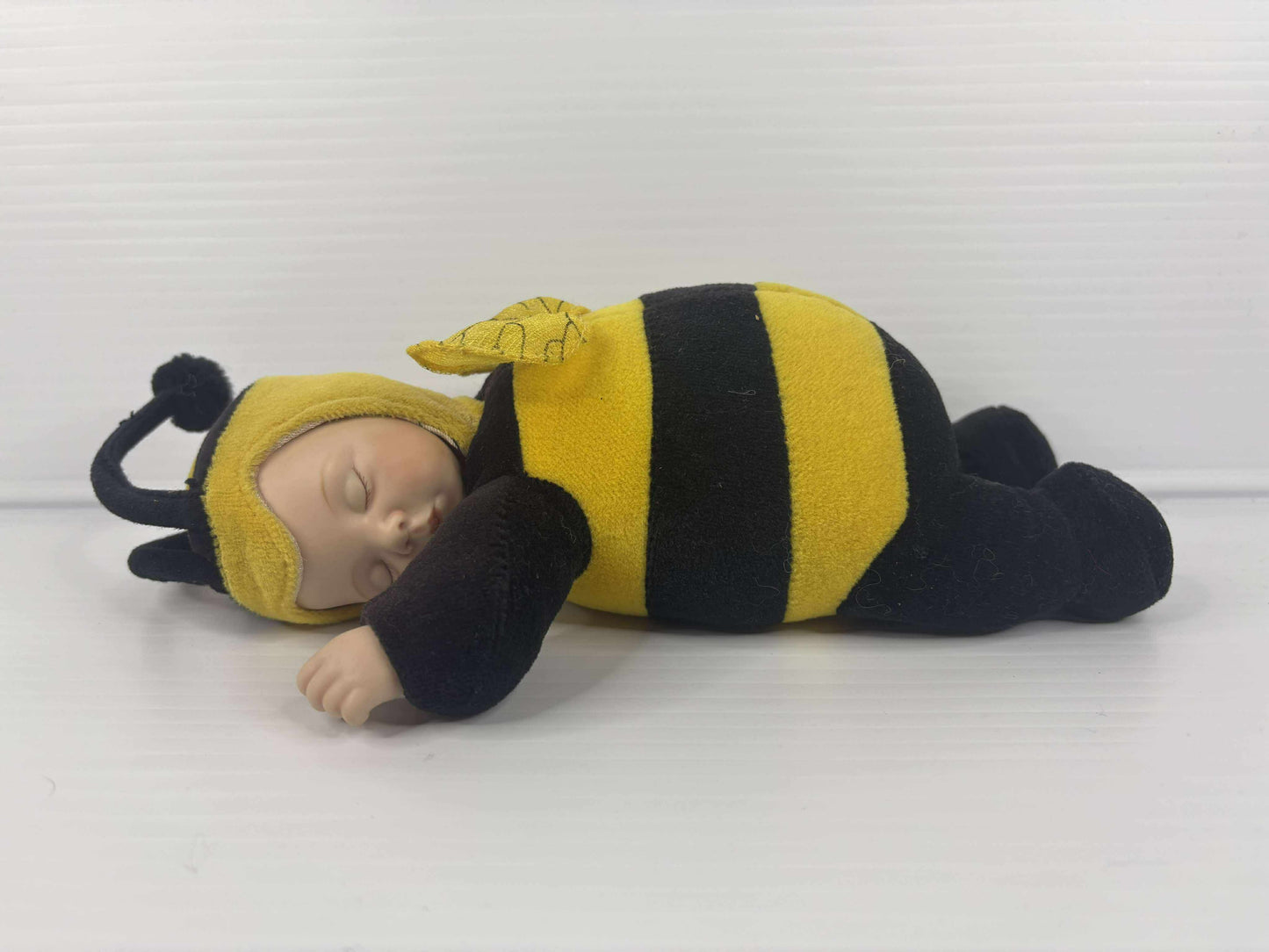 Porcelain Head & Hands Baby Doll in Bee Costume – Sleeping Figurine